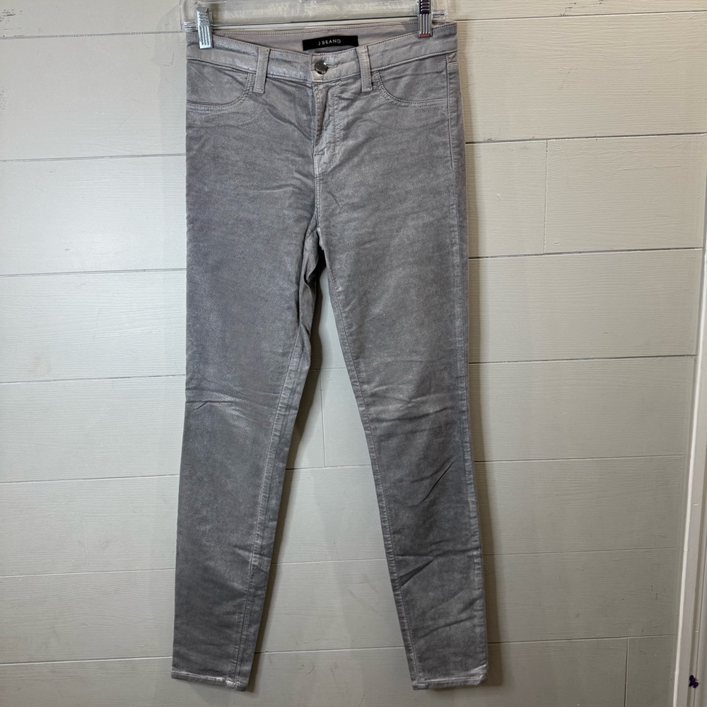 J Brand | Gray Shimmer Super Skinny Mid Rise Jeans Size 26